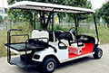 DMF White Golf Cart - 4 passenger extended roof with fold down seats (+2 passenger)&nbsp; and stock tires and rims.