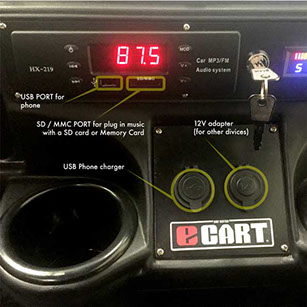 Rear cargo box on golf cart